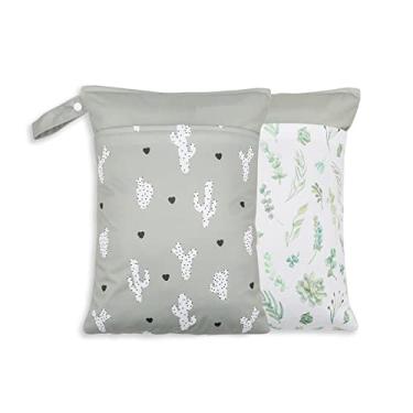 Imagem de Smarbore Adulto Unissex Pacote com 2 Sacos Úmidos e Secos para Fraldas de Bebê e Peças de Bomba Tira Leite, Saco Úmido Reutilizável À Prova D'Água com Dois Bolsos com Zíper, Bolsa de Ginástica para Piscina de Praia, Carrinho de Bebê, Produtos de Higiene Pessoal para Ioga, Organizador de Creche, 11,8