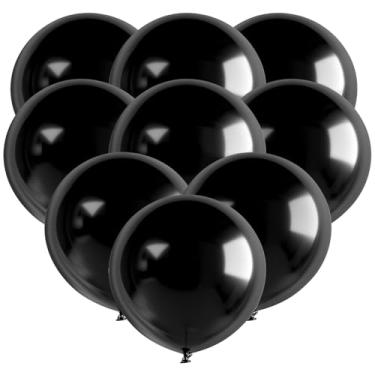 Imagem de GuassLee 24 balões pretos de 45,7 cm grandes balões de látex pretos grandes para aniversário, casamento, festa de Halloween, decoração de ano novo, suprimentos