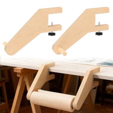 Imagem de Suporte de rolo de papel artesanal de 45 cm para montagem de mesa, serve para mesa de 0,79 a 4,9 cm e 1,97 cm de espessura, dispensador de rolo de papel kraft de fixação ajustável, suporte de