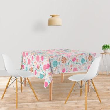 Imagem de Toalha De Mesa Quadrada Tecido Oxford Pirulitos Diversos -140x140cm - 