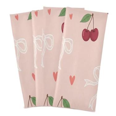 Imagem de Wassud Laços de fita branca panos de prato de cozinha pacote com 4 panos de prato macios com laço para pendurar toalha de mão de secagem rápida super absorvente toalhas de chá de mesa decorativas 71 x