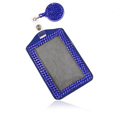 Imagem de Cordão de pescoço de cristal retrátil moderno, porta-crachá de identificação brilhante, clipe de carretel portátil de strass para enfermeiras, professores, médicos, mulheres (suporte de cartão