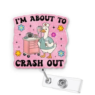 Imagem de AZGUAMI Carretel de crachá de enfermeira de turno noturno – Porta-crachá retrátil com clipe jacaré, presentes de enfermeira semanas para assistente médico LPN RN CNA ER ICU acessórios para trabalho