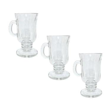 Imagem de Jogo 3 Canecas Cappuccino Chocolate Quente De Vidro Transparente Cláss