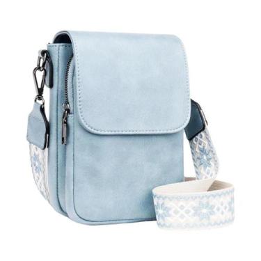 Imagem de Bolsa Transversal Retro Feminina Em Couro PU Com Alça Larga E Tampa, P