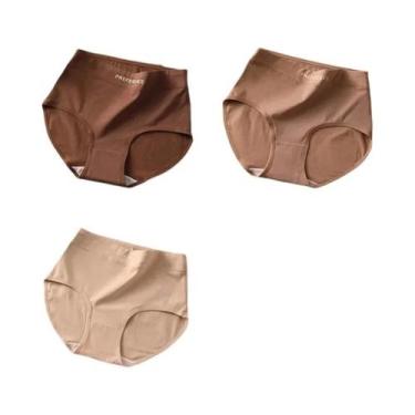 Imagem de Calcinhas De Algodão Sem Costura De Cintura Alta Tamanho Grande 3 Peça