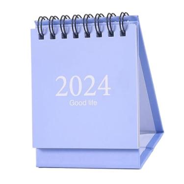 Imagem de Marhynchus 2024 Mini Calendário de Mesa Planejador Diário Estilo Flip Com Encadernação de Bobina de Fio Duplo para Planejamento de Escritório Doméstico Agosto de 2023 Dezembro de 2024 (Azul)