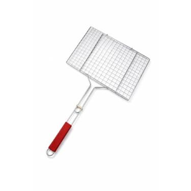 Imagem de GRELHA DUPLA CHURRASQUEIRA VIRA FACIL COM CABO ARAMADA HAMBURGUER MULTIUSO PAO DE ALHO PEIXE CARNE GOURMET