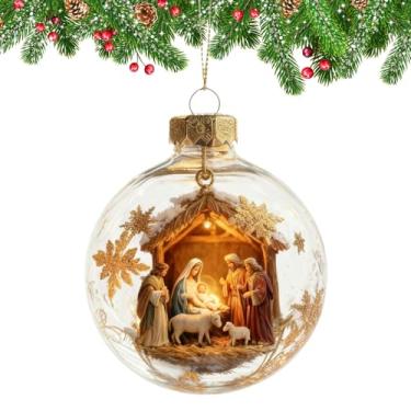 Imagem de Enfeites de presépio - Globo 3D decoração de casa religiosa - enfeites de árvore de Natal | para árvore de , aniversário, Halloween, casa, feriado, Ano Novo, festa de casamento