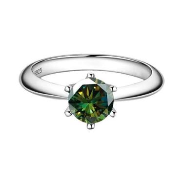 Imagem de Anel Solitário Feminino De Moissanite VVS1 Com Diamante De Laboratório