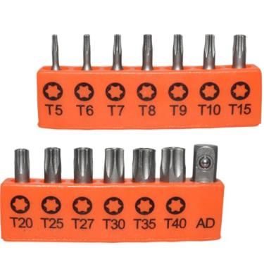 Imagem de Brocas de chave de fenda 14 peças T5 a T40 haste sextavada de 1/4 polegada para furadeira elétrica com conjunto de extensão de adaptador de 25 mm, kit de ferramentas de chave de estrela