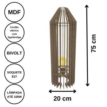 Imagem de Luminária De Chão Mdf Penedo Marrom - 75x20cm