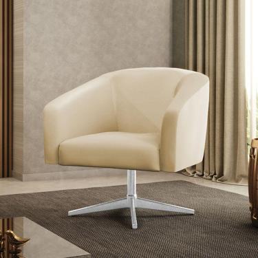 Imagem de Poltrona Sala Decorativa Stella Base Giratória Cromada Sintético D03 - D'rossi Grafite