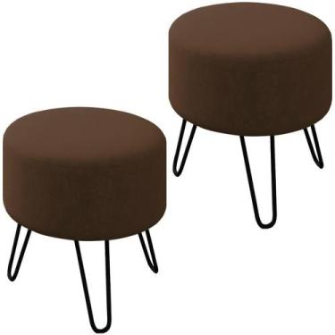 Imagem de Kit 2 Puff Puf Para Sala Pes Metal Small Veludo Sl 942 Peer Sl 942 - P