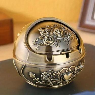 Imagem de Cinzeiro de Metal Vintage à Prova de Vento com Tampa Retrô, 1 unidade-