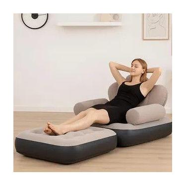 Imagem de Poltrona Sofá Cama Inflável Espreguiçadeira Assento Banco Encosto Puff