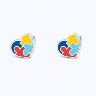 Imagem de Brinco Símbolo Autismo em Prata 925 - MIT JOIAS, Coração