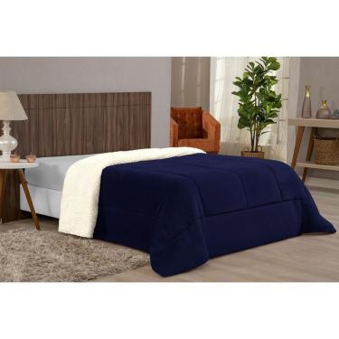 Imagem de Coberdrom Casal Queen Confortável Com Manta E Sherpa Azul