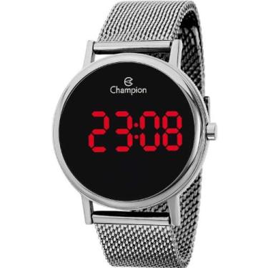 Imagem de Relógio Champion Prata Led Vermelho Feminino CH40179T