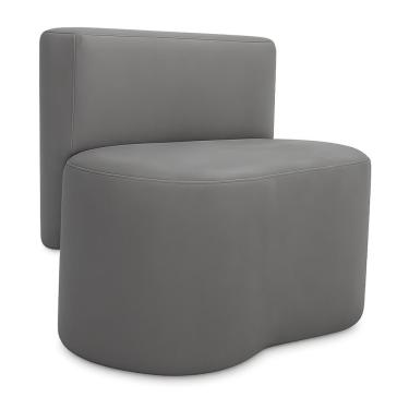 Imagem de Puff Curvo Feijão Orgânico Com Encosto Sala Confortável Redondo Resistente Linho Suede Cinza