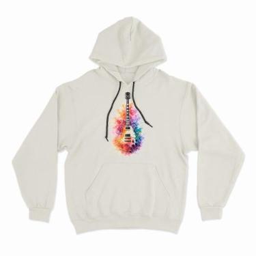 Imagem de Moletom Com Capuz Watercolor Guitar - - Studio Geek, M, Off white