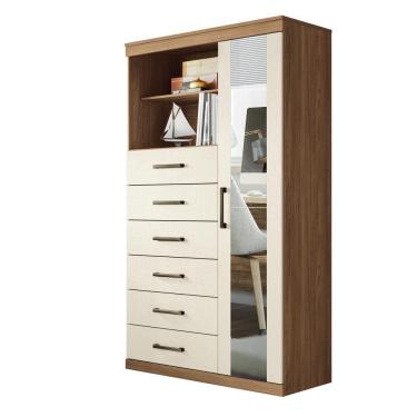 Imagem de Comoda Multiuso 1 porta 6 gavetas com Espelho Maraba Santos Andira