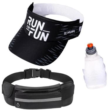 Imagem de kit Corrida Viseira Hupi Cinto Hidratação com Squeeze 250ml Run For Run-Unissex