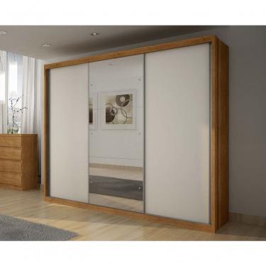 Imagem de Guarda Roupa Casal Com Espelho 3 Portas 6 Gavetas - Paradizzo Gold-cumaru Off White - M...