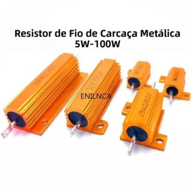 Imagem de Resistor De Fio Enrolado Com Carcaça De Metal De Alumínio De Alta Potê