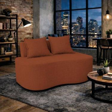 Imagem de Sofá Bellé 100cm Moderno Confortável Sala Estar Luxo Bouclé Terracota