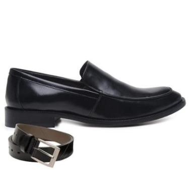 Imagem de Sapato Social Couro Preto Wood + Cinto 45887-Masculino