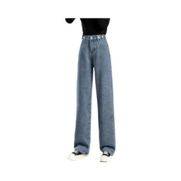 Imagem de Calças Jeans Femininas De Inverno Com Forro De Pelúcia Térmico, Cintur