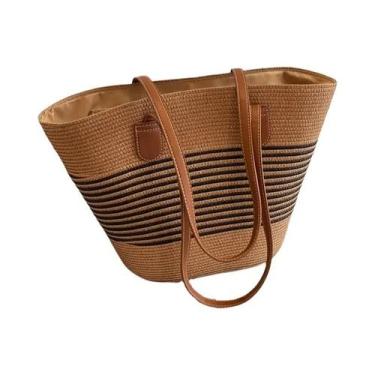 Imagem de Bolsa De Ombro De Palha Grande Para Mulheres, Ideal Para Viagens De Ve
