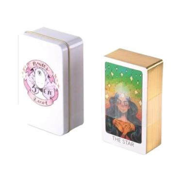 Imagem de Baralho De Tarot Manara Com Borda Dourada 78 Cartas Em Caixa De Lata J