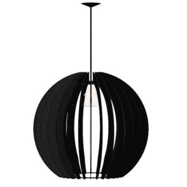 Imagem de Luminária Teto Tipo Pendente Cupula Mdf Completa - Cor:preta - LENOBRE