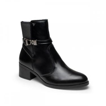 Imagem de Bota Mississipi J1441 Cano Curto Zíper Fivela Feminino, Preto, 37