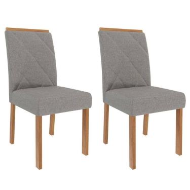 Imagem de Kit 2 Cadeiras Estofadas Madeira Tauari 20223 Linho MOLCI
