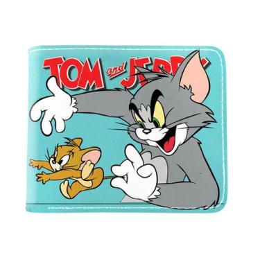 Imagem de Carteira, bolsa de moedas, couro, dobrável, Tom and Jerry Anime - Yiwe