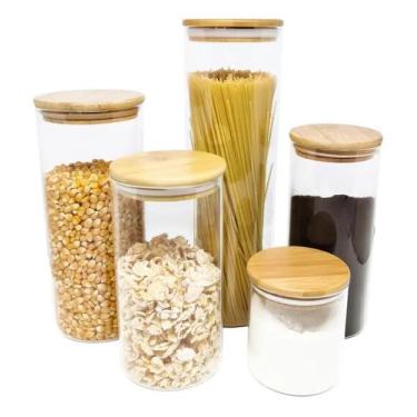 Imagem de Potes De Vidro Pra Mantimentos Com Tampa Bambu Oikos COZ0155 - Congrat