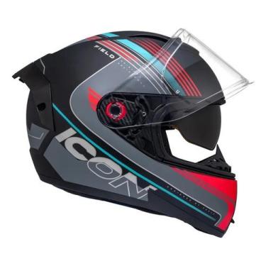 Imagem de Capacete Moto Fechado Peels Icon Sv Field Preto Fosco Ciano, 62