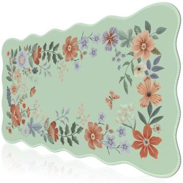 Imagem de Mouse Pad iCasso Grande 90x40cm Floral Antideslizante con Bordes Cosid