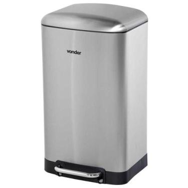 Imagem de Lixeira Retangular Vonder 30 litros Inox Cinza