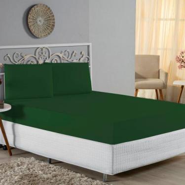 Imagem de Jogo de Cama Casal Viúva Nobre 3 Peças Malha 100% Algodão - Verde-Band