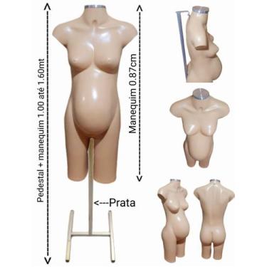 Imagem de Manequim feminino (Meio corpo gravida N.38) bege com tampa prata + ped