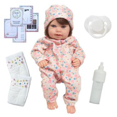 Imagem de Bebe Reborn Boneca Fio a Fio Realista Corpo Silicone Banho - Cegonha R