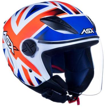 Imagem de Capacete Aberto Asx City Air Kingdom Uk Brilho Azul Vermelho, 60/L (59