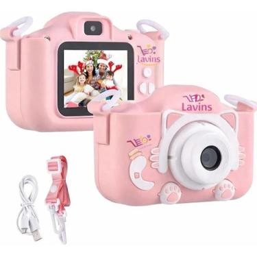 Imagem de Camera Digital Infantil Gato Fotos Jogos Com Anti Queda Alça Marca Lav