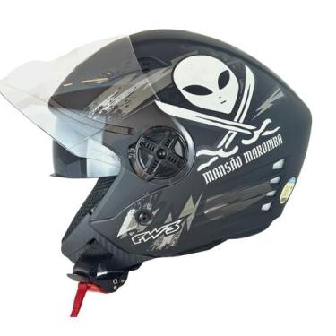 Imagem de Capacete Aberto FW3 X Open Mansão Maromba Óculos Interno Cor:Preto Gra