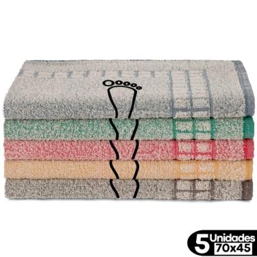 Imagem de Kit 5 Toalhas de Piso Atoalhado Pézinho 45X70CM Algodão Toalhas Beka