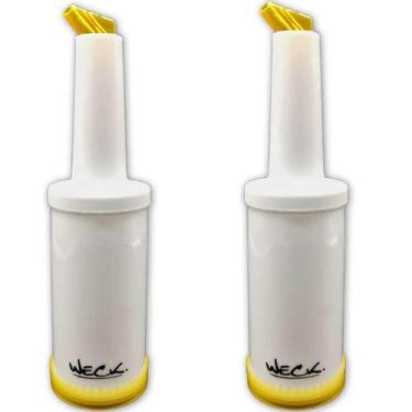 Imagem de Kit 2 Garrafa Store'n Pour 1l Amarela Weck Bartender Xaropes Bebidas D